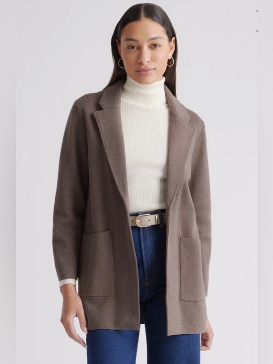 Quince Jackets & Blazers - QUINCE 100% Organic Cotton Knit Blazer Heather Brown XS